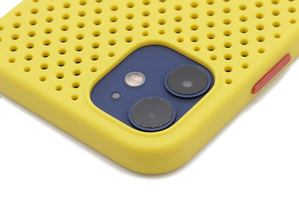 Děrovaný, gumový kryt na iPhone 12 Mini - Žlutý - 5